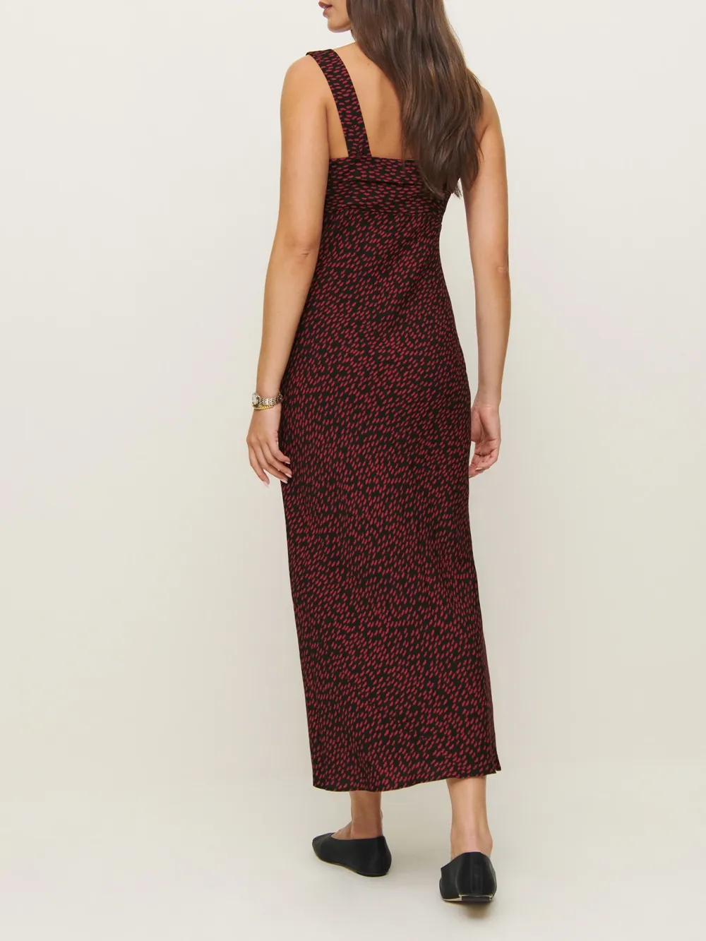 Ruffled Neckline Gingham Maxi Dress