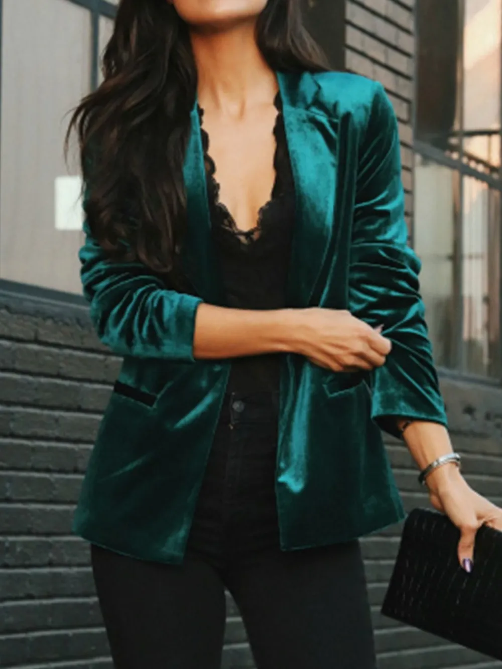 Button-Up Lapel-Collar Blazer