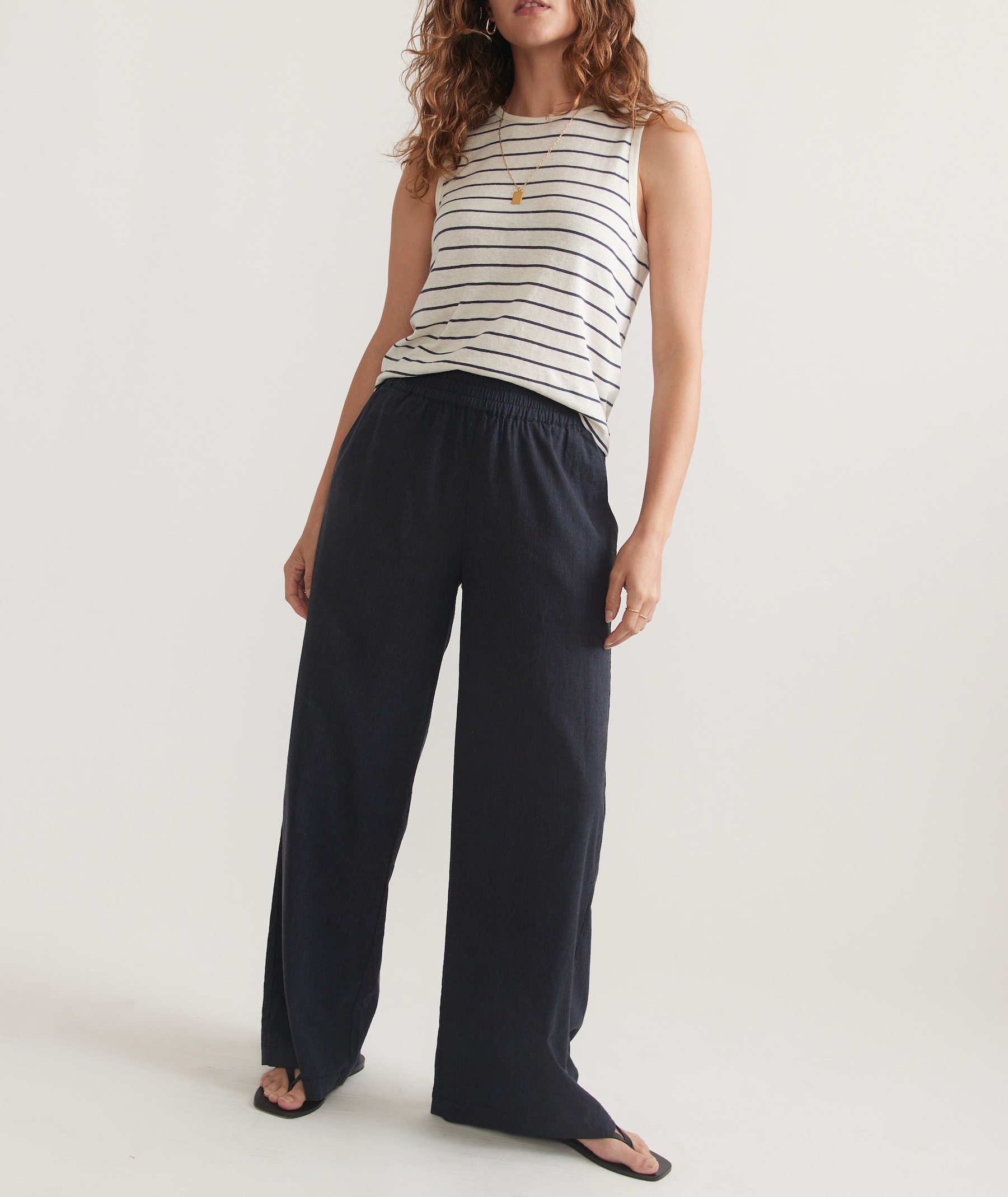 Hemp Blend Wide-Leg Trousers