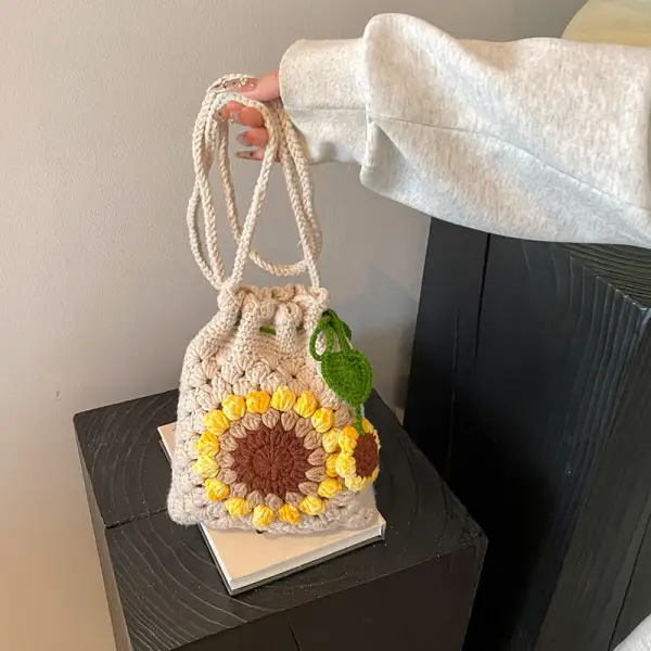 Floral Knit Casual Shoulder Bag