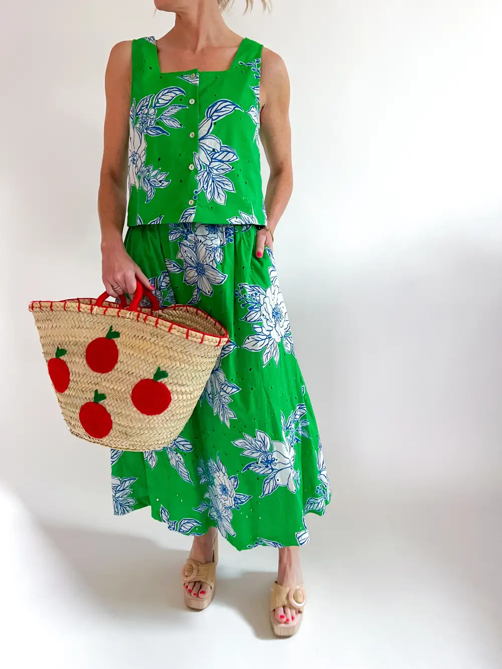 Floral Eyelet Top And Skirt Set