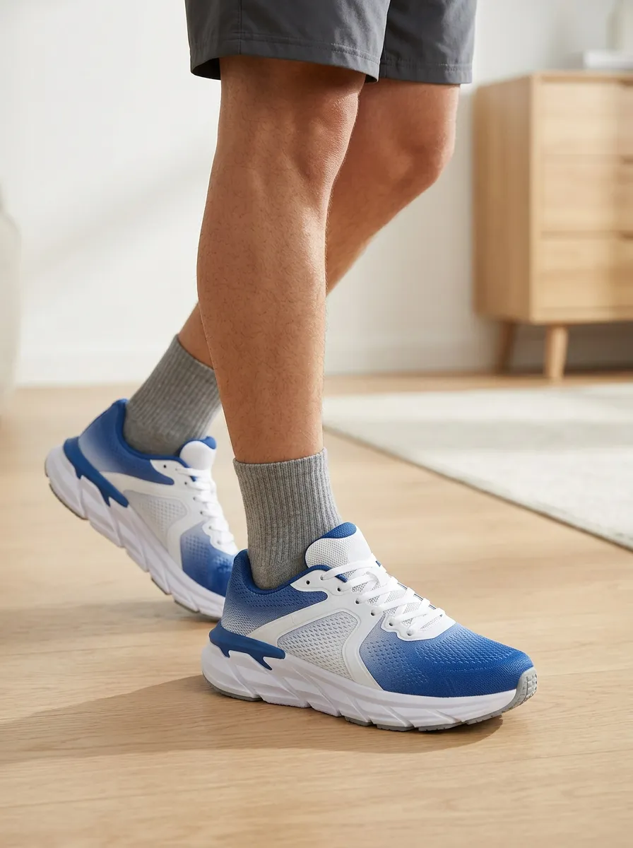 Men's Athletic Blue White Gradient Printed Running Shoes