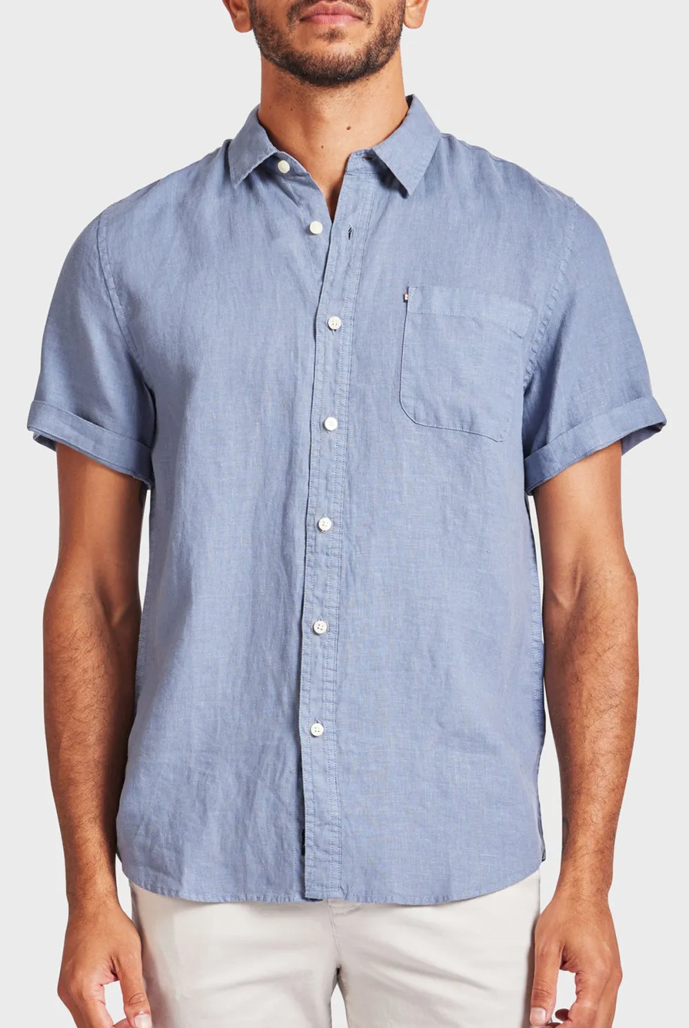 Dutch Blue Linen Short Sleeve Shirt