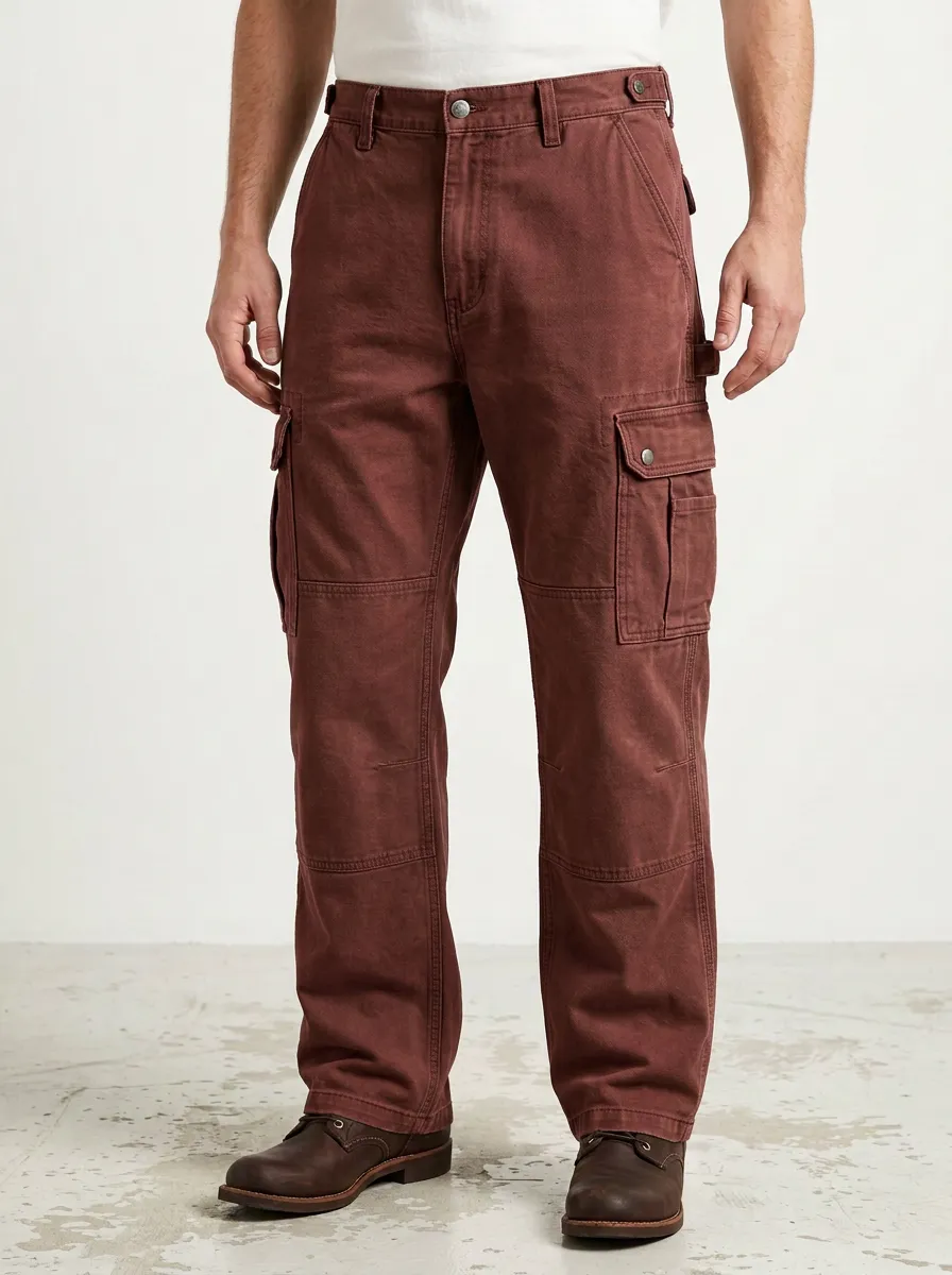 Men's Khaki Multi-Pocket Utility Cargo Pants