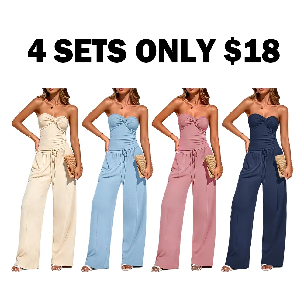 Women's strapless top and trousers two-piece set