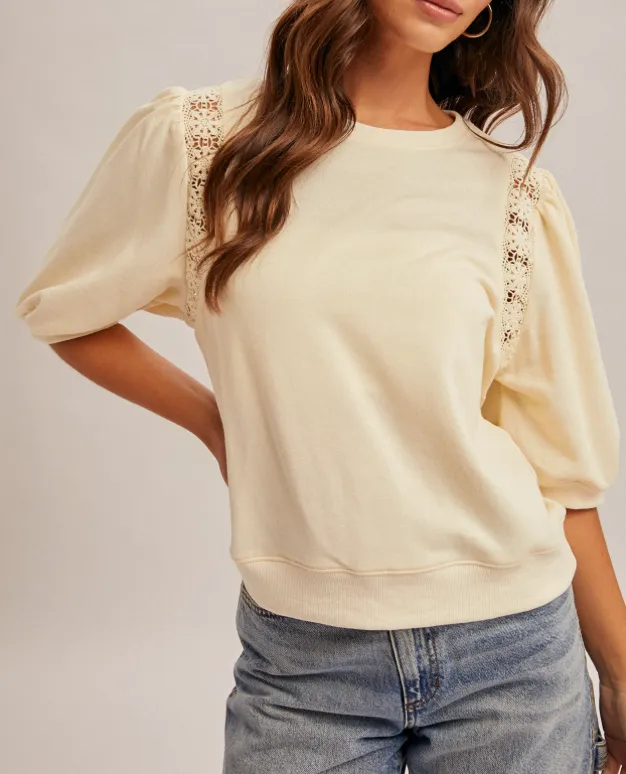 Balloon Sleeve Lace Top