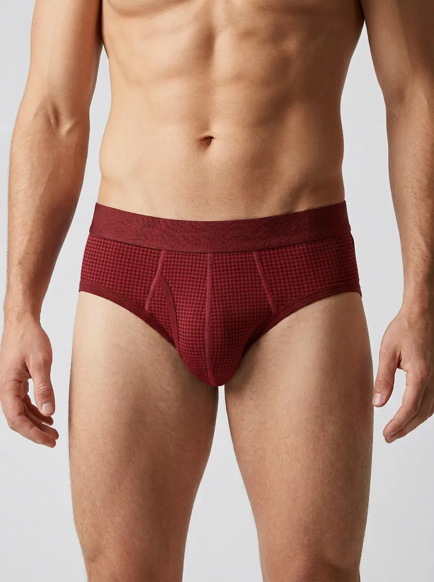 Men's Classic Style Houndstooth Pattern Printed Briefs