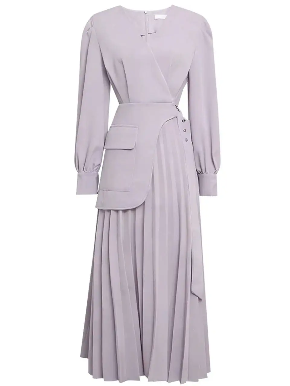 Pleated V Neck Maxi Dress