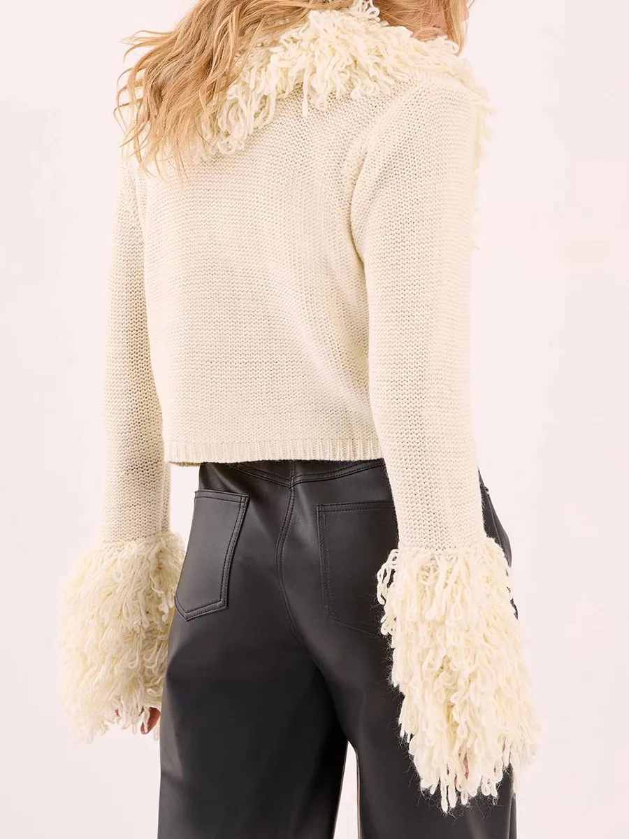 Women's Vintage-Style Fuzzy Collar Knit Cardigan