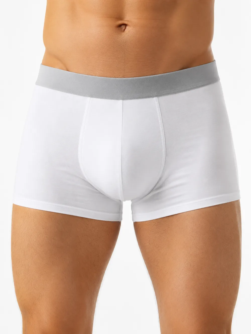 Men's Minimalist White Grey Waistband Printed Boxer Briefs