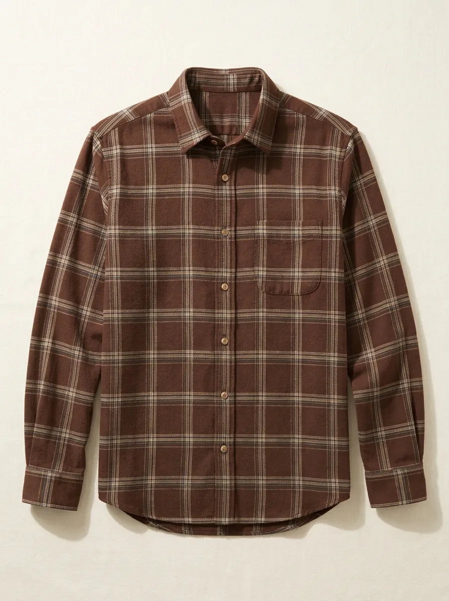 Relaxed Style Plaid Long-Sleeve Men's Long-Sleeve Shirt