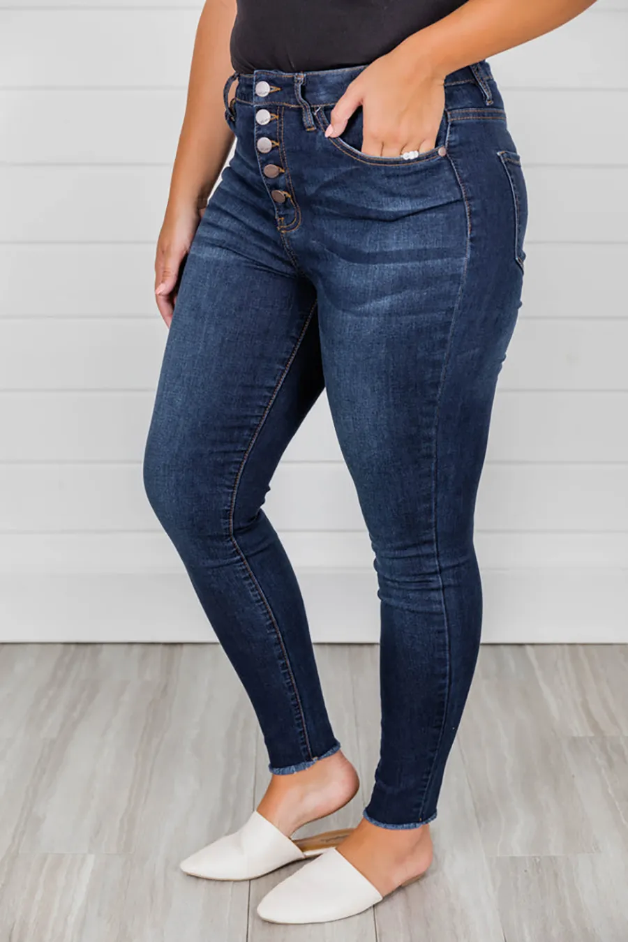 Casual Style Dark Wash Jeans