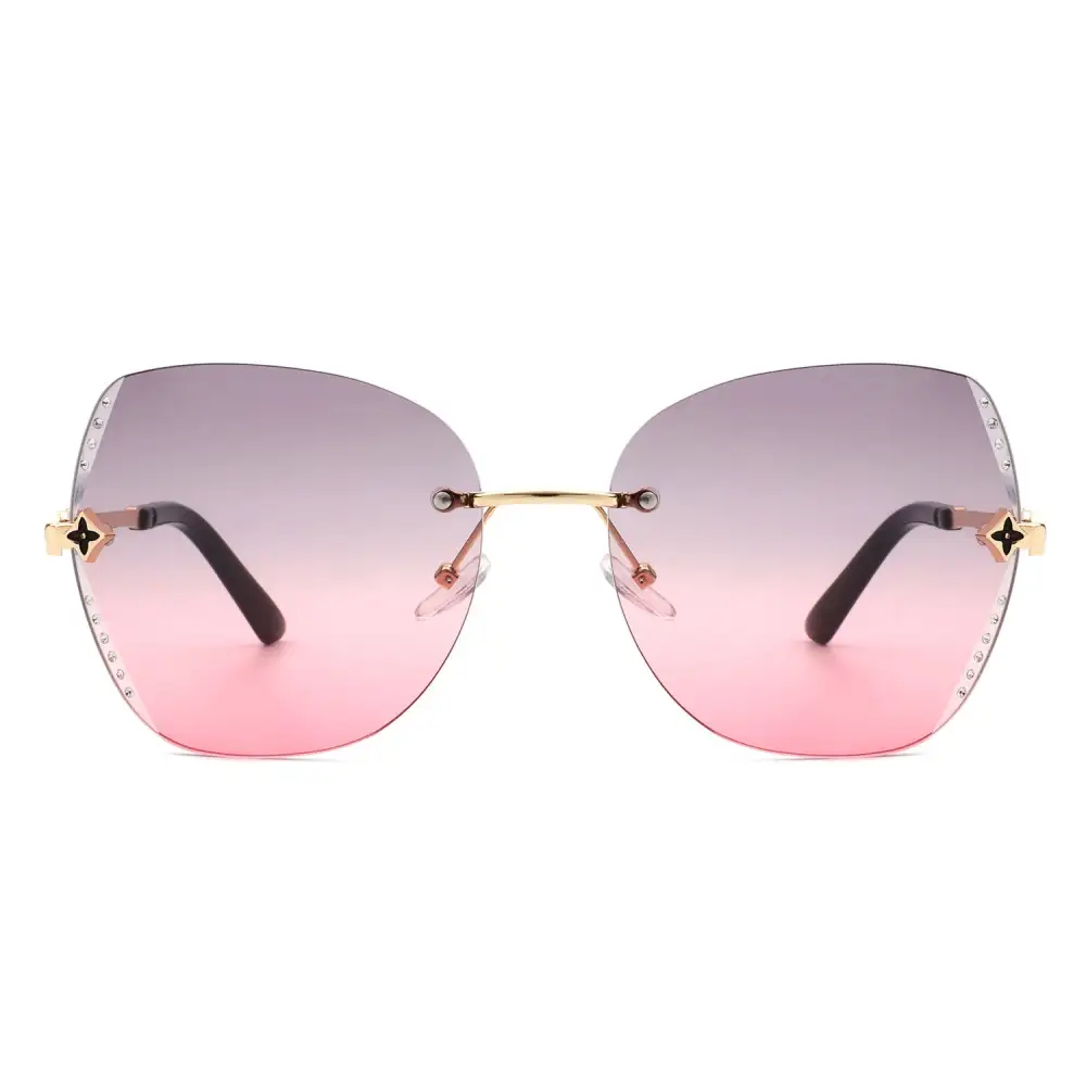 Cozy Rimless Butterfly Frame Sunglasses