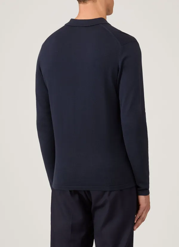 Polished Everyday Slim Fit Sea Island Cotton Knit Long Sleeve Polo Shirt