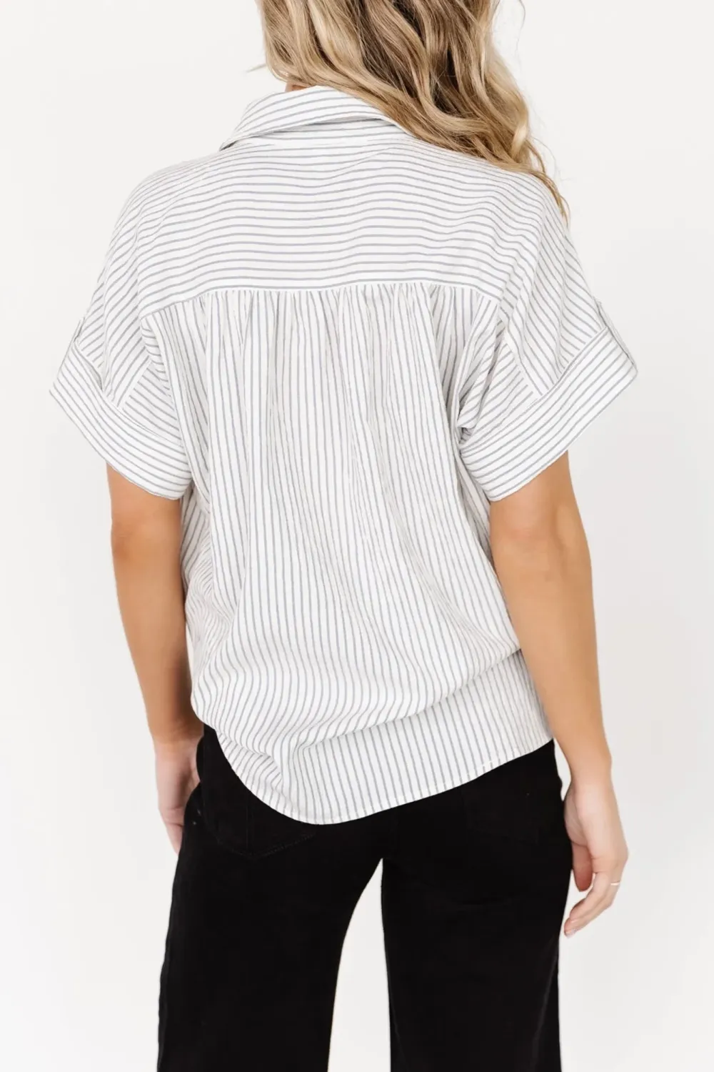 Versatile Loose Soft Light Blue Stripe Shirt