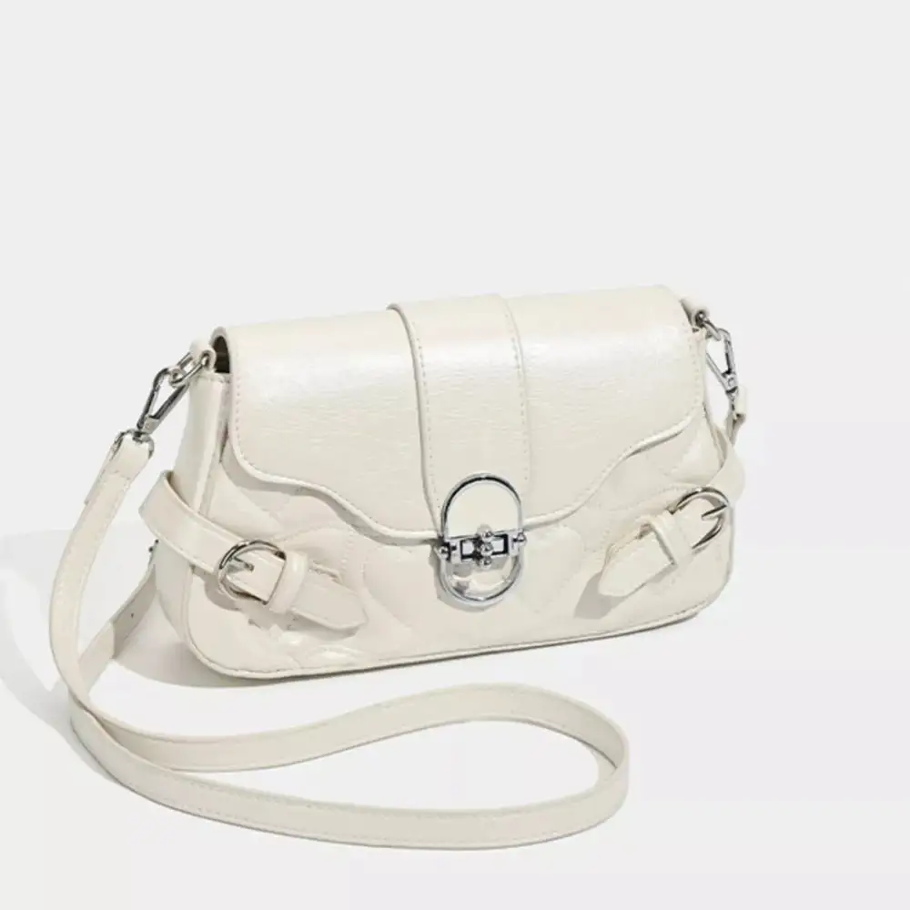 Quilted Flap Buckle Decor Crossbody Bag
