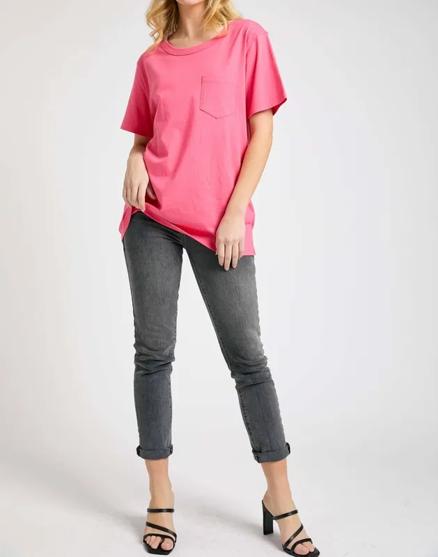 Coral Oversized Pocket Tee