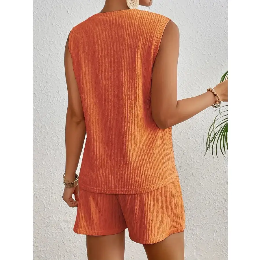 Round Neck Tank Top and Shorts Set