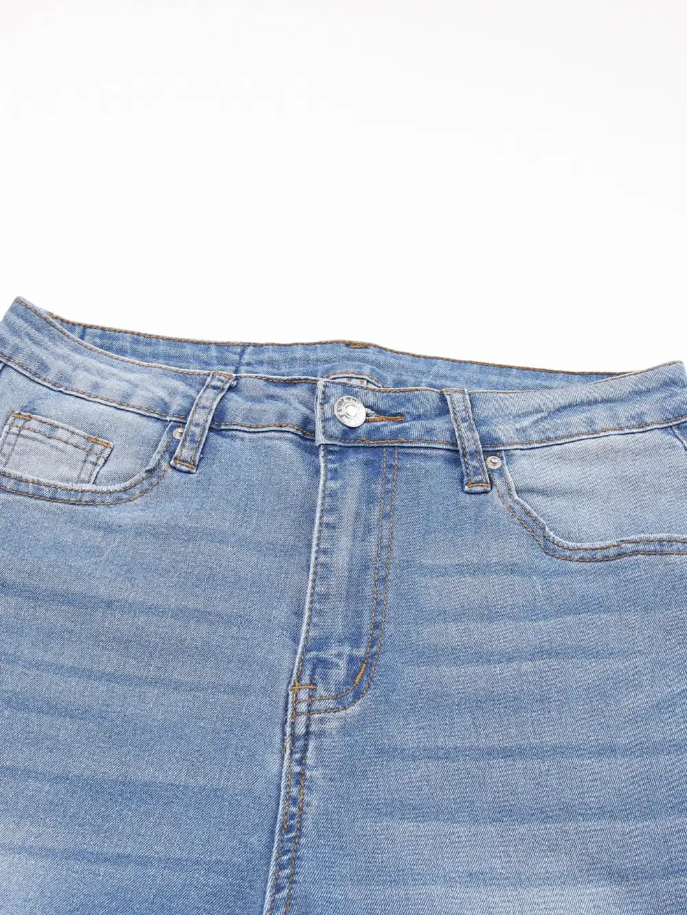 Textured Raw Hem Denim Jeans