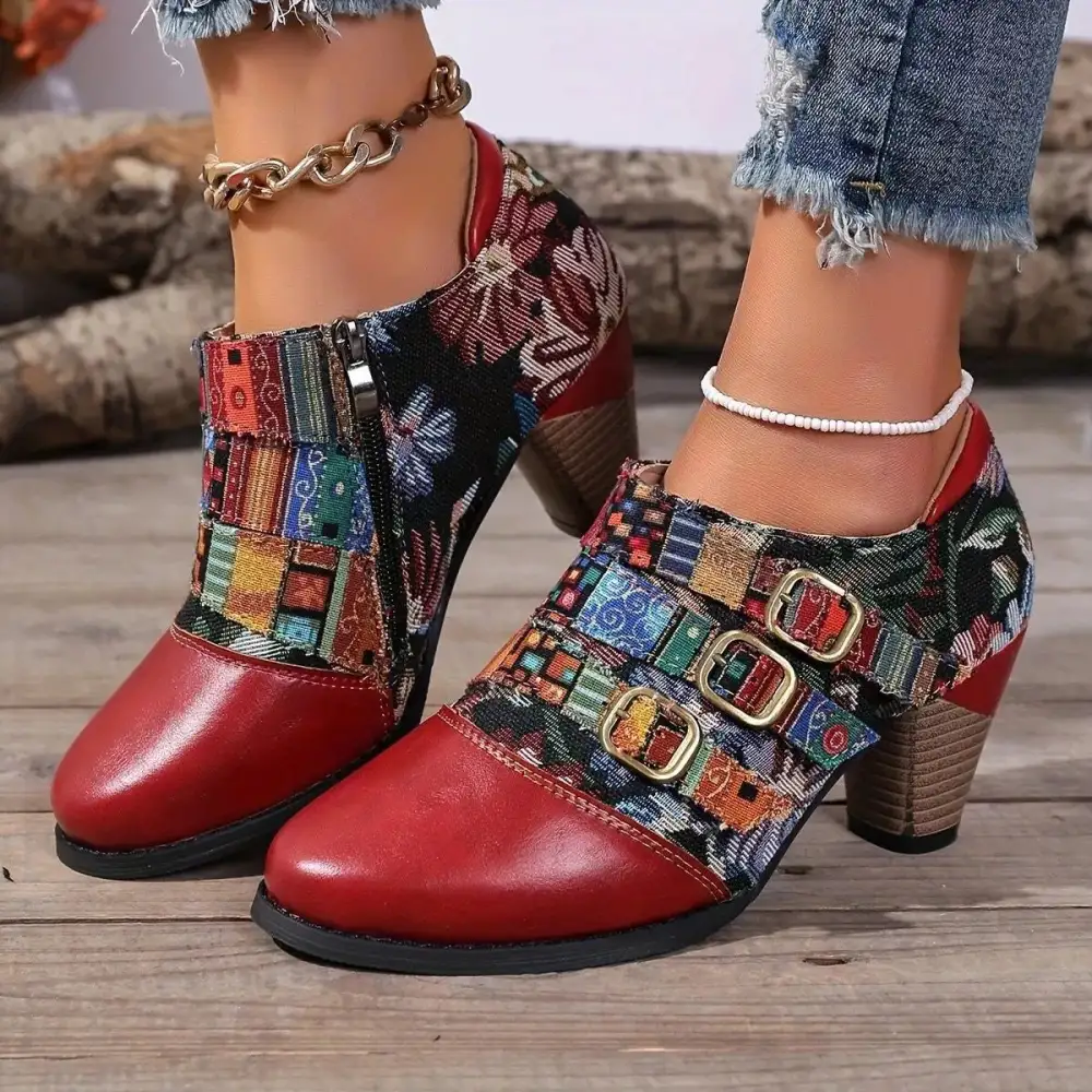 Lace Up Block Heel Ankle Boots