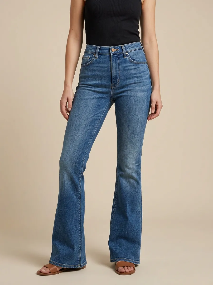 Women's High-Waisted Denim Flare Jeans