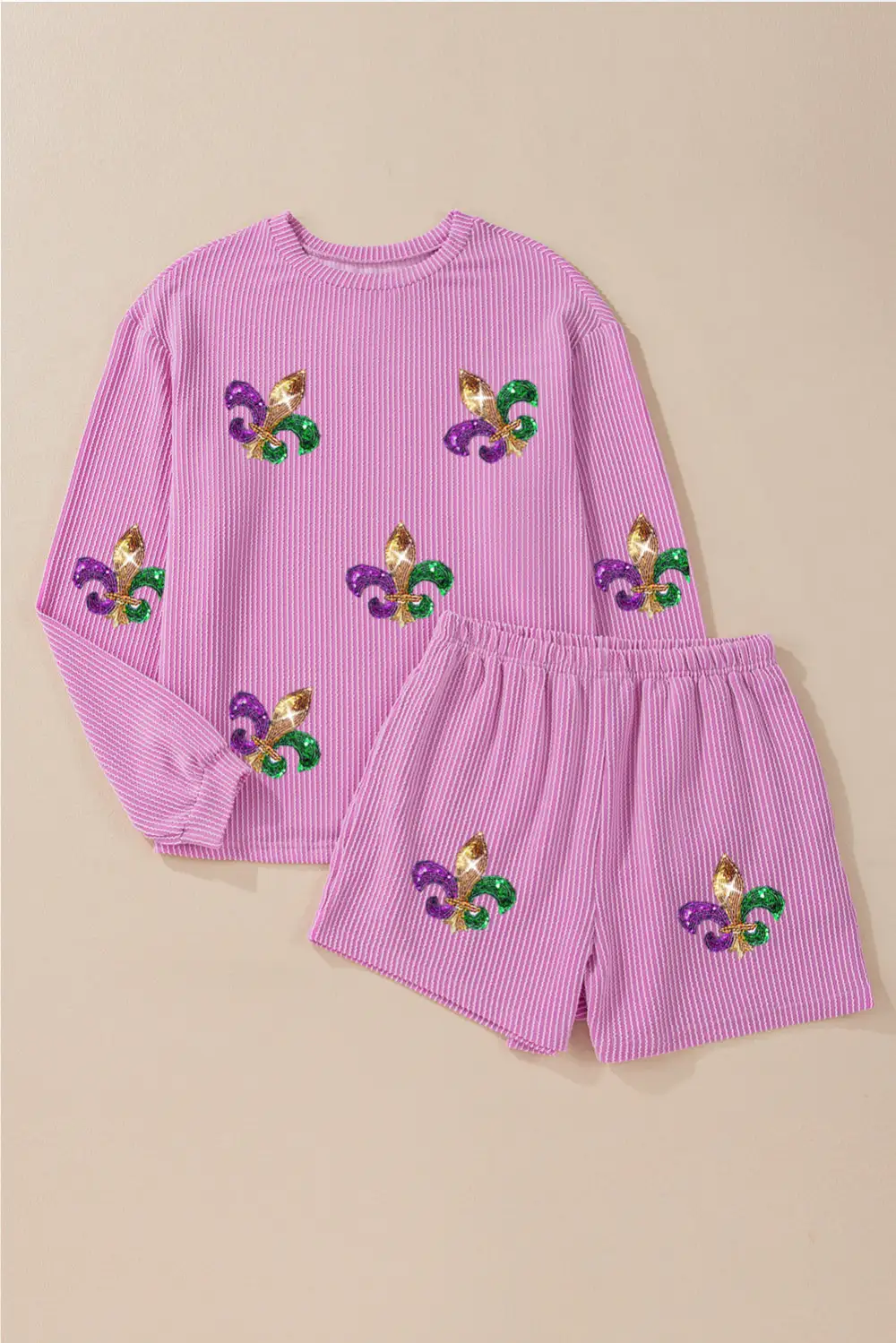 Long Sleeve Relaxed Shorts Lounge Set Shape