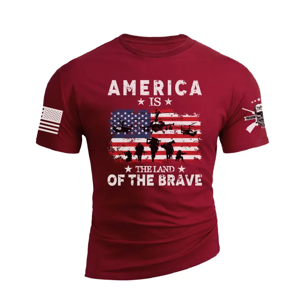 AMERICA IS THE LAND OF THE BRAVE GRAPHIC TEE