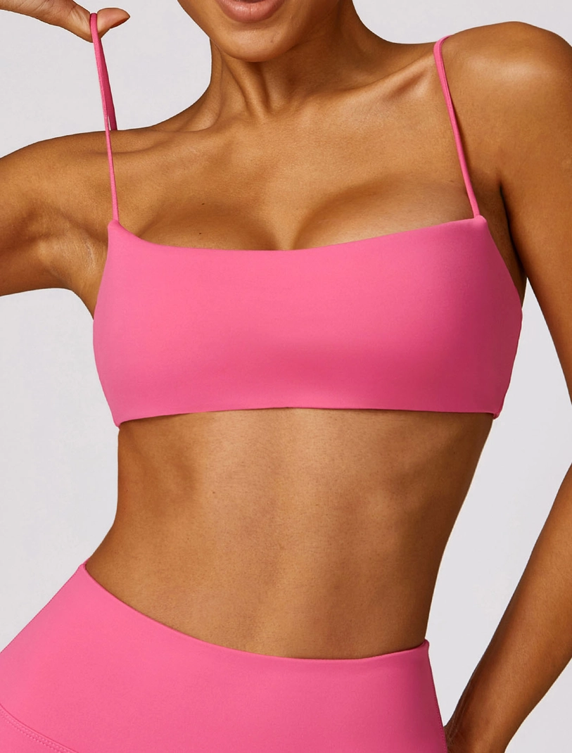 Square Neck Thin Strap Sports Bra