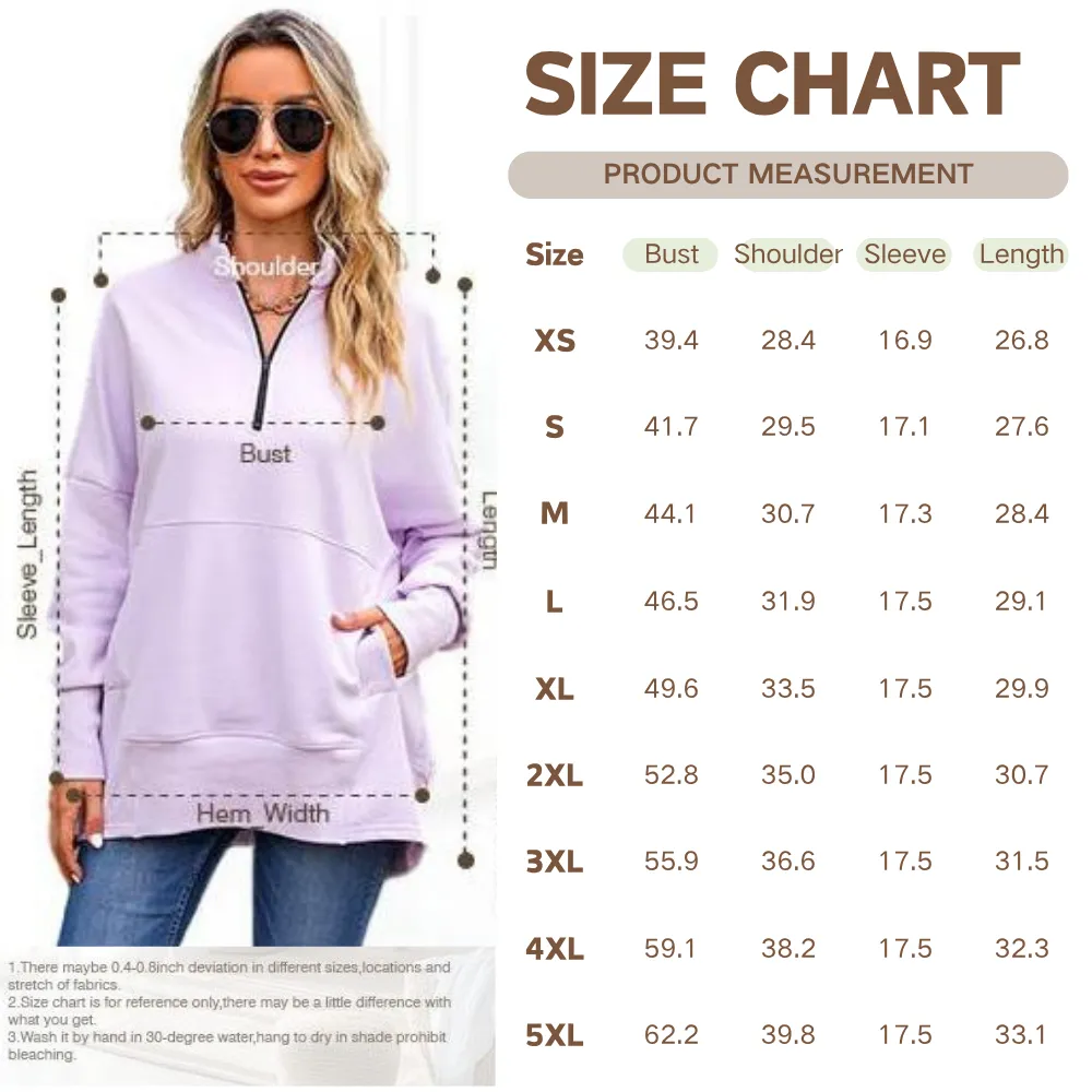 Women's Casual Oversized Half Zip Sweatshirts Long Sleeve