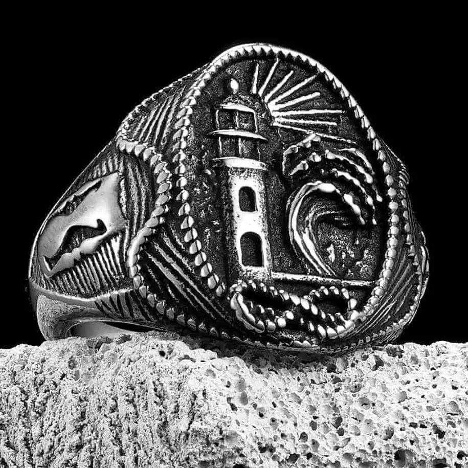 Men's Lighthouse Anchor Ring