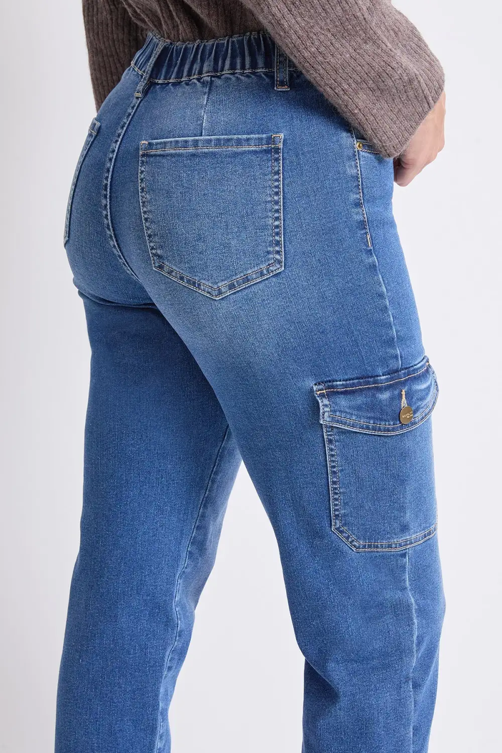 High Rise Slim Straight Cargo Jeans
