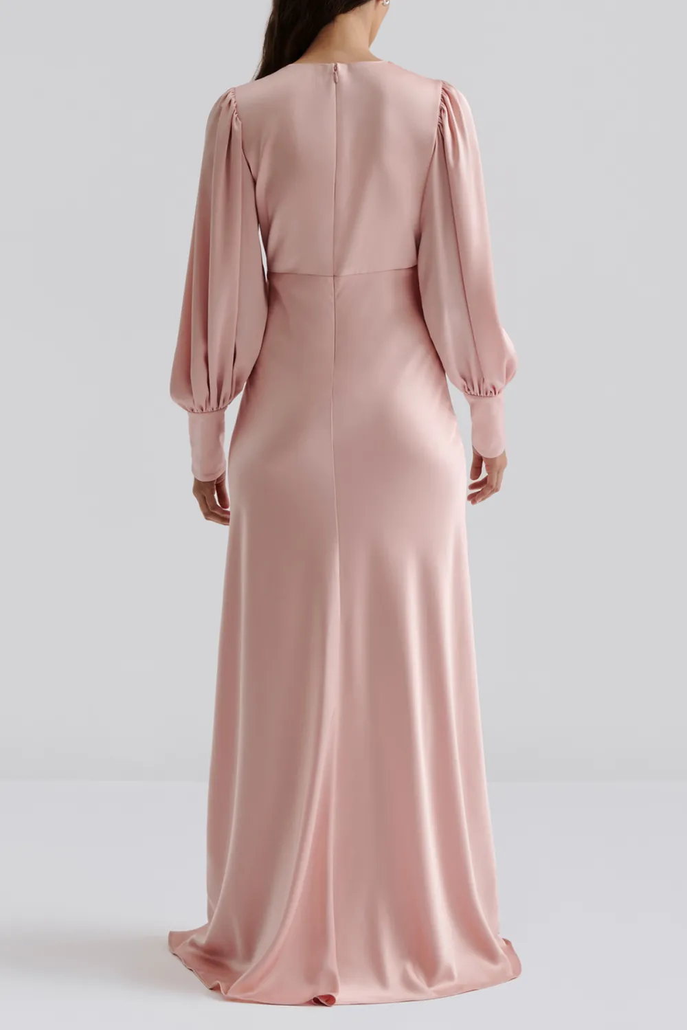 Puff Sleeve Satin Maxi Dress