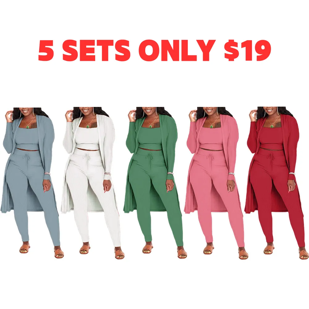 Women's Plain Long Sleeve Open Front Cardigan & Tie Front Leggings & Sleeveless Cropped Top Set, Casual Elegant Chic Fashion Cozy Breathable Women's Outfits for Fall, Ladies Fall Co-ord Sets, Clothes