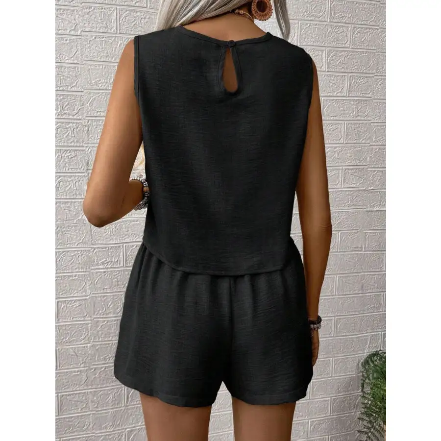 Round Neck Sleeveless Top and Shorts Set