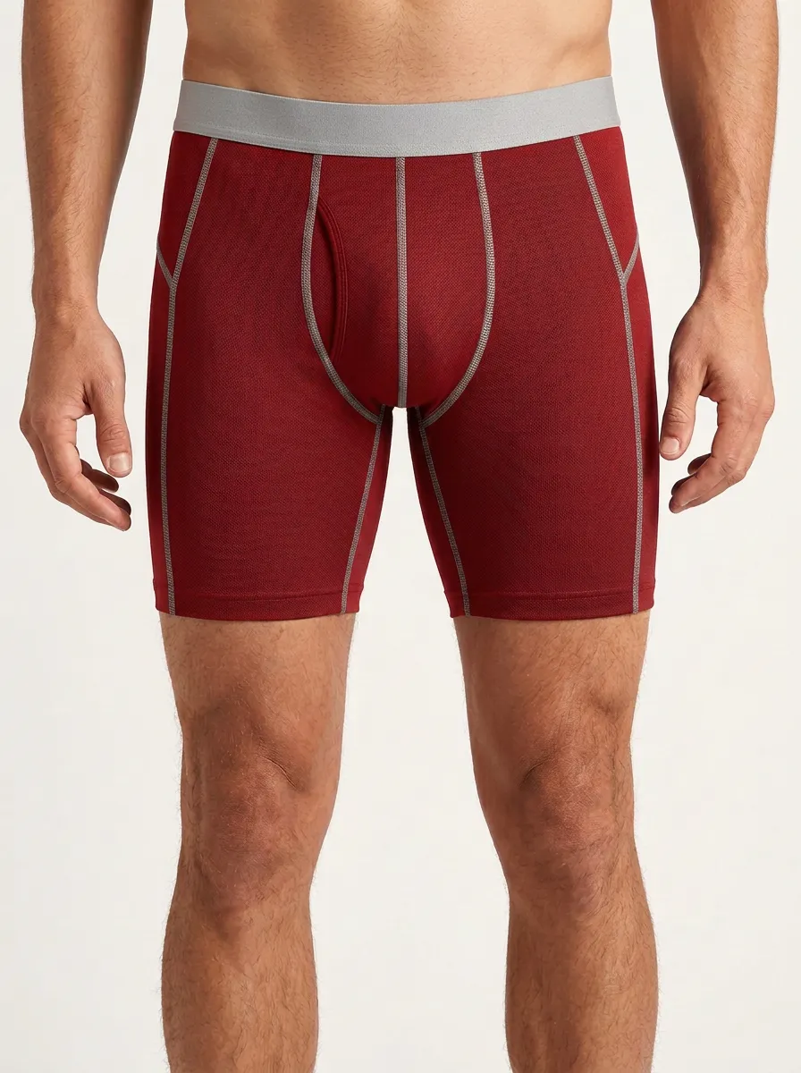 Men's Athletic Performance Navy Blue Stitched Boxer Briefs
