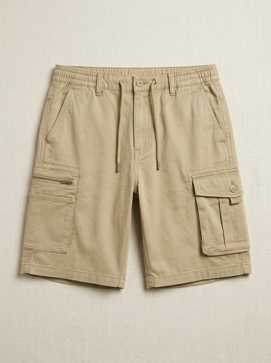Men's Casual Outdoor Khaki Multi-Pocket Cargo Shorts