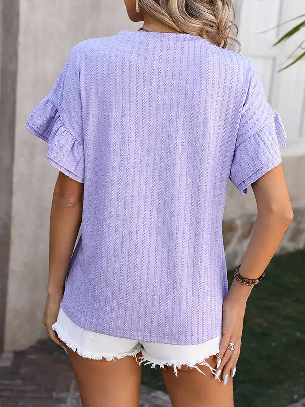 Wrap Falbala Round Neck T-Shirt