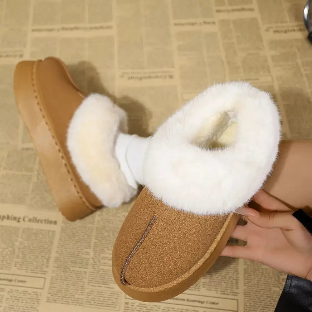 Fuzzy Platform Ankle Boots