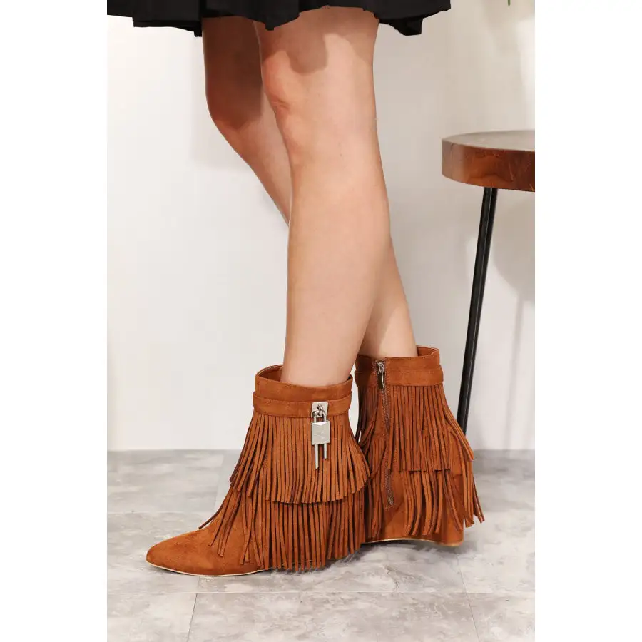 Classic Legend Women S Tassel Wedge Heel Ankle Booties