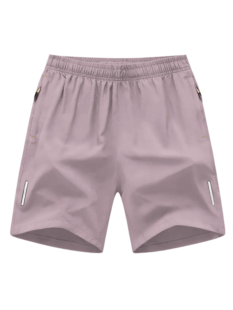 Men's Solid Color Zipper Pocket Shorts