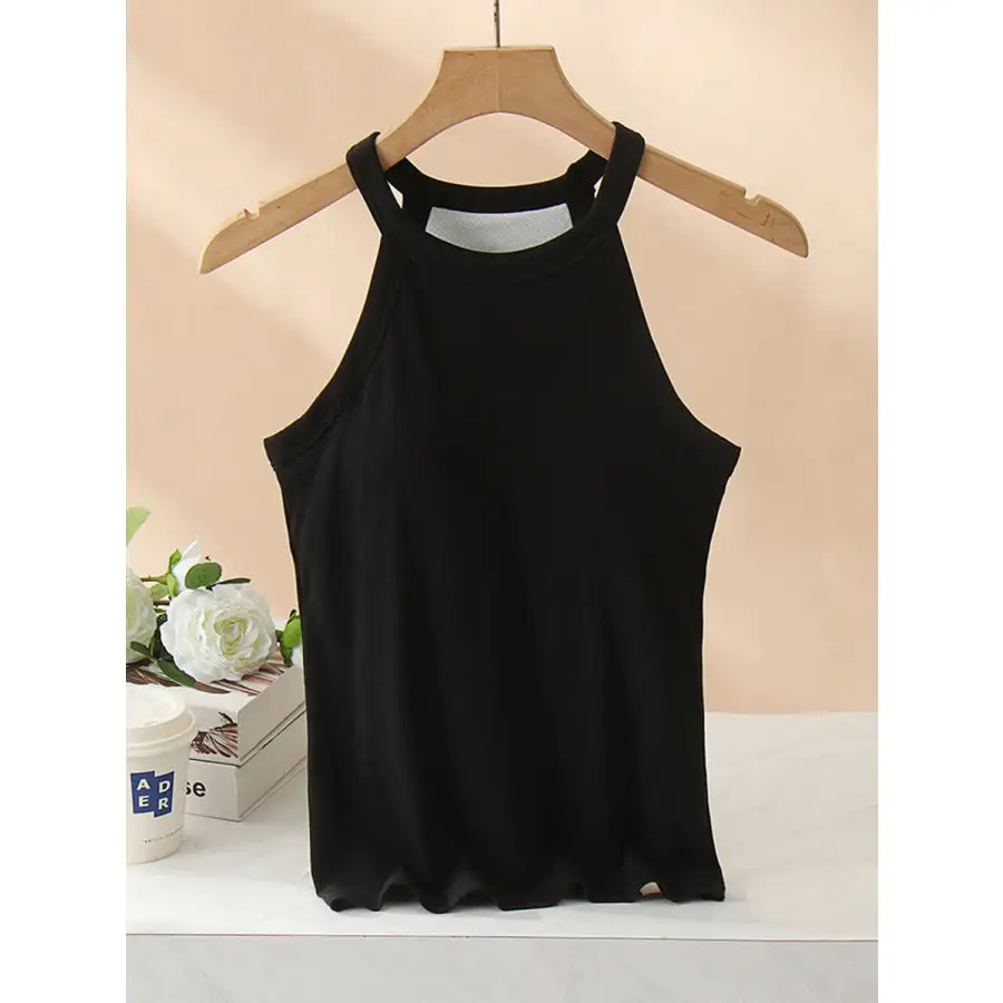 Grecian Neck Tank With Chest Pads