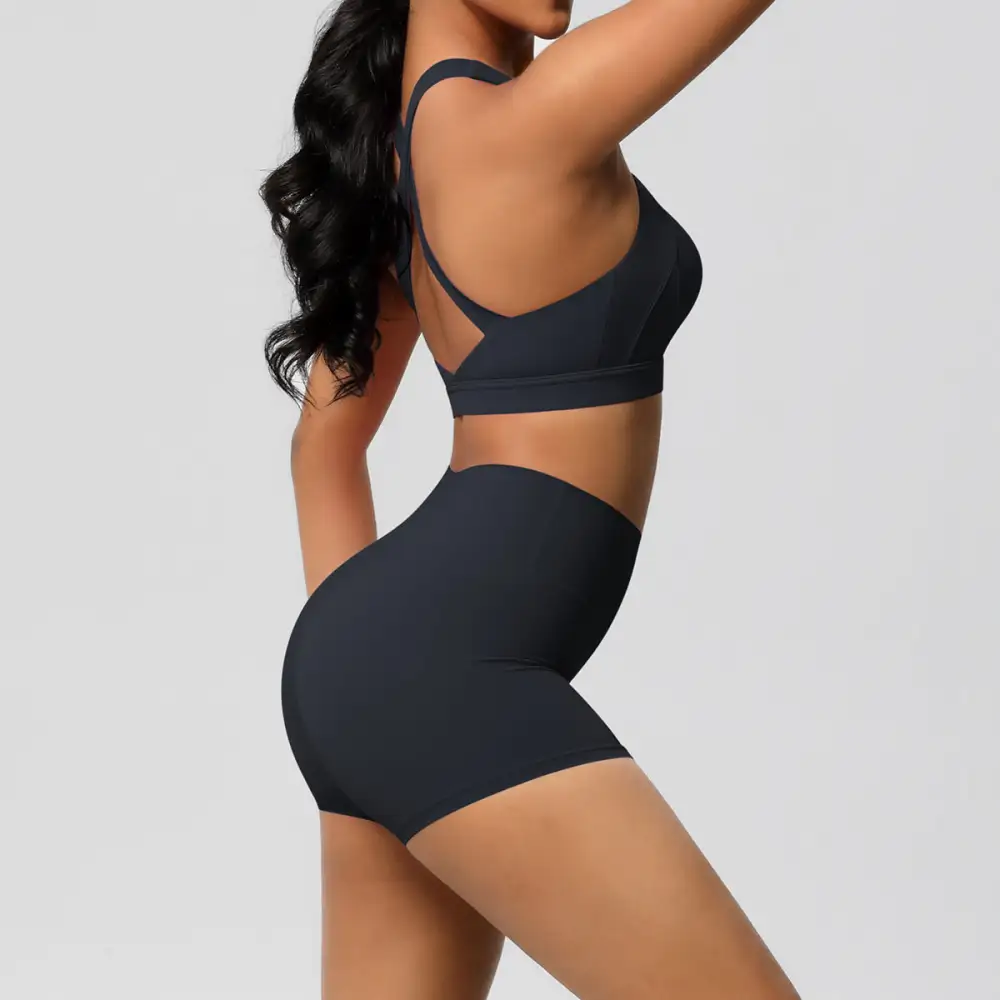 Cross-Back Backless Two-Piece Shorts Active Set