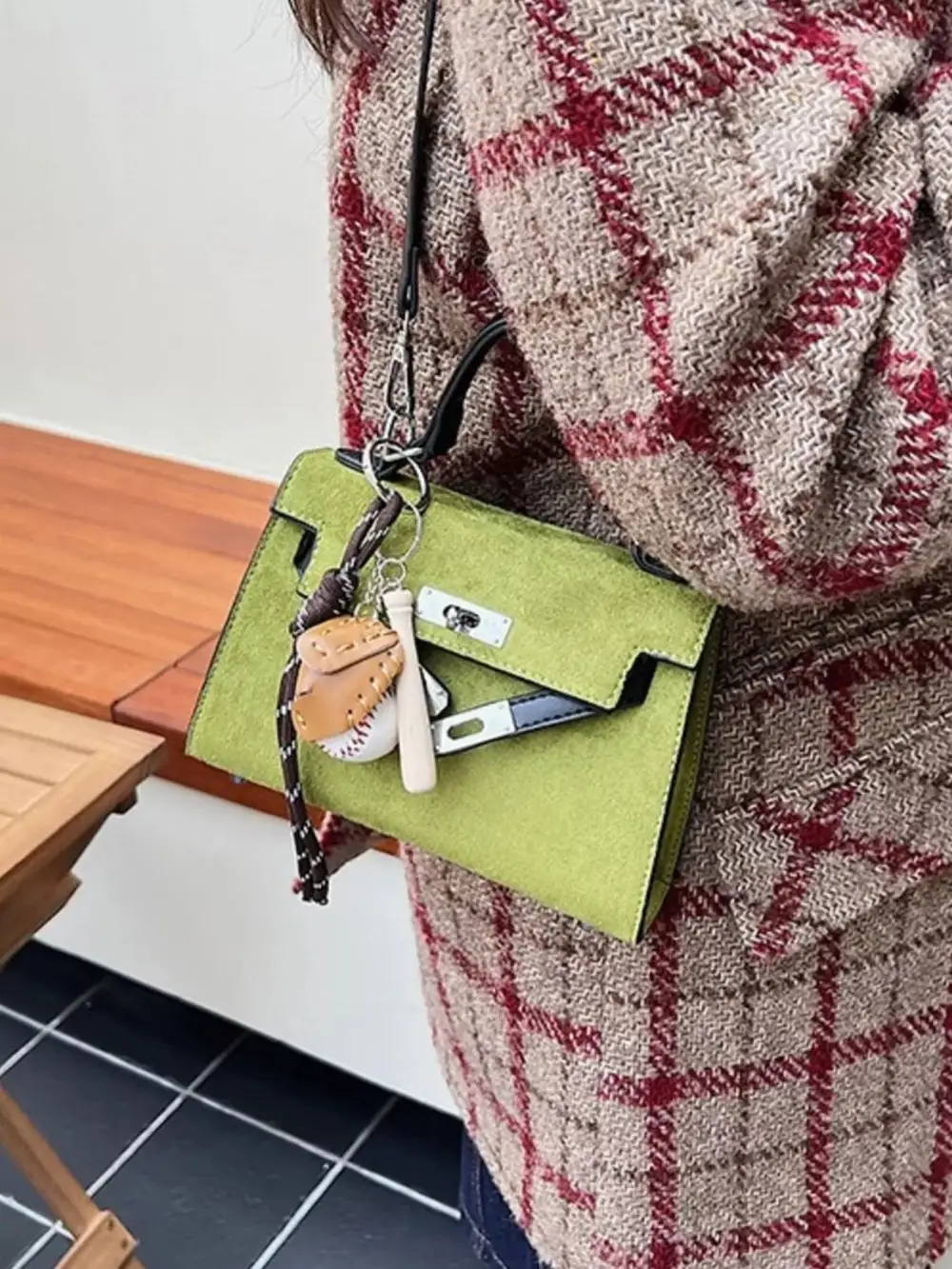 Crossbody Bag with Baseball Charm