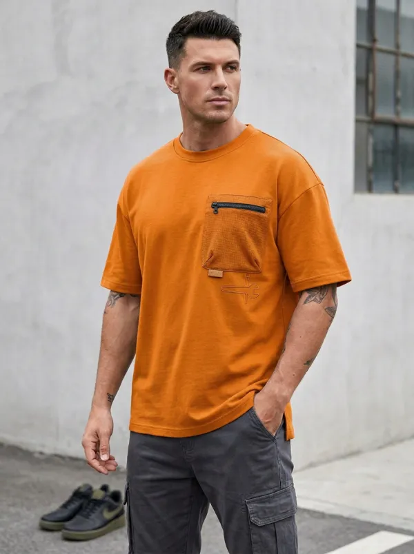 Practical Graphic Print Fit Men's Cargo Pocket T-Shirt