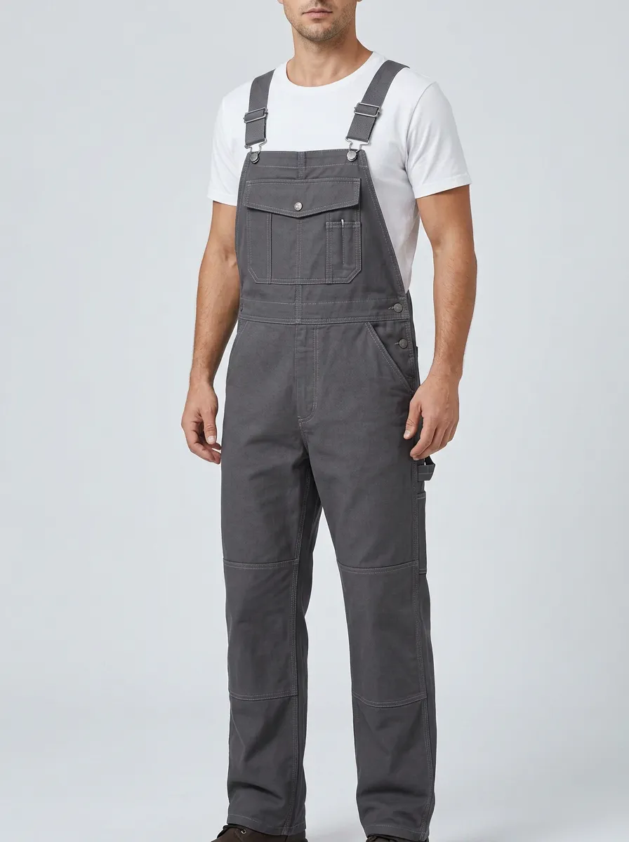 Men's Relaxed Multi-Pocket Bib Work Overalls