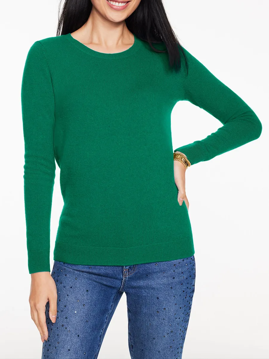 Lady'S Soft And Comfortable Round Neck Wool Knitted Sweater