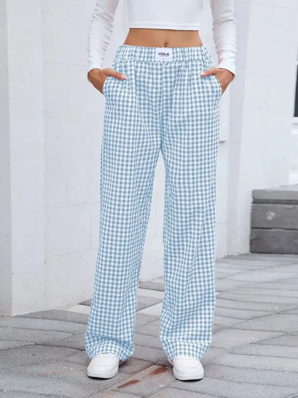 Relaxed Plaid Wide Leg Pants