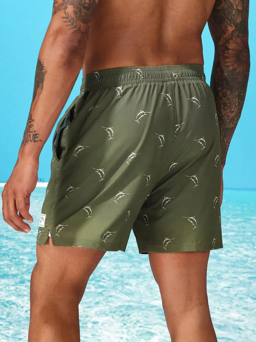Men's Compression Liner Allover Print Swim Trunks