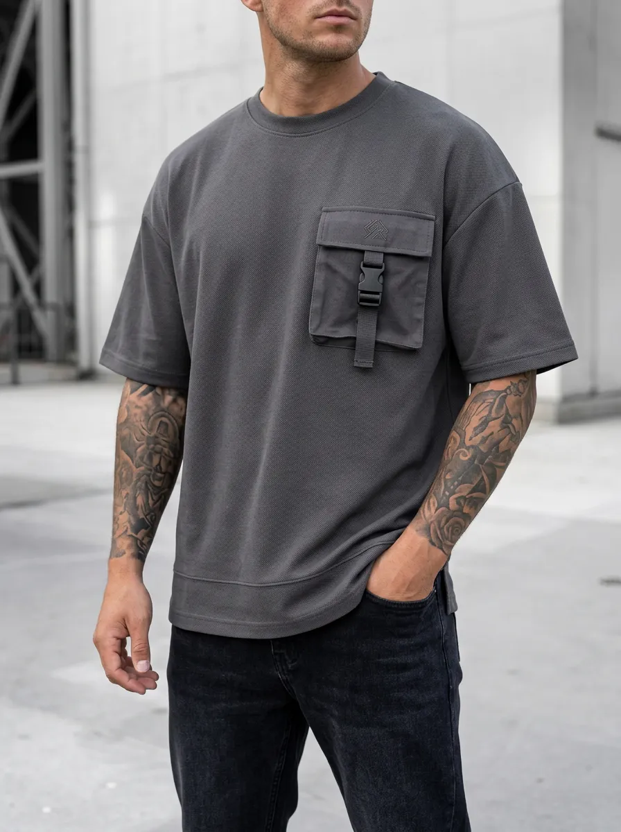 Heritage Buckle Pocket Graphic Print Finish Men's Cargo Pocket T-Shirt