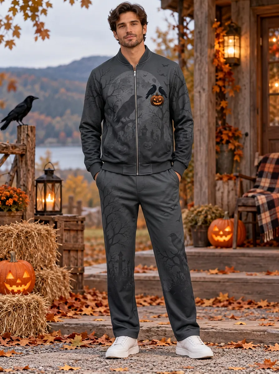 Men's Pumpkin Track-Jacket & Trousers Two-Piece Set